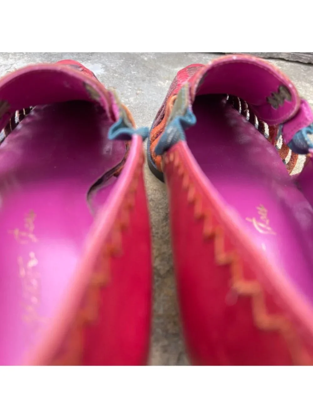 Vintage Mister Shoes Womens Boho Woven Leather Shoes Size 7 Rainbow Indie